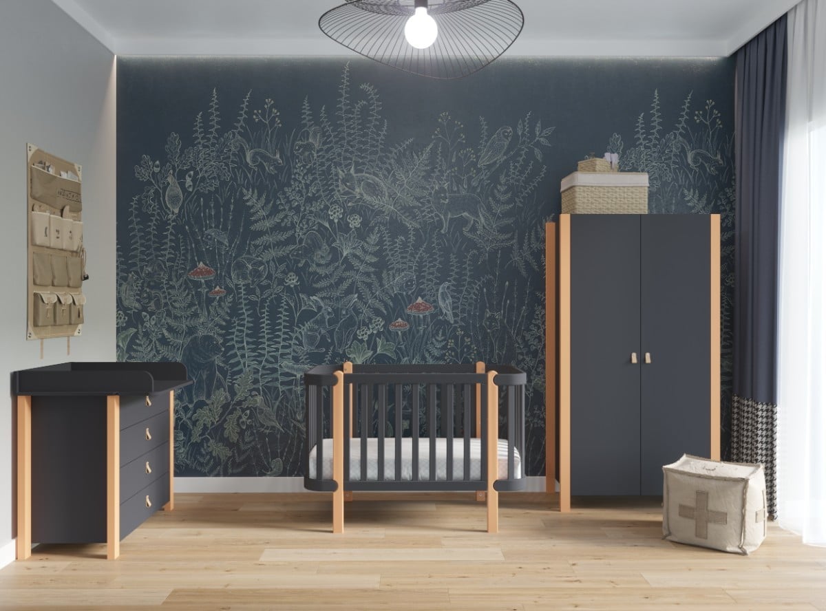 ANTHRACITE YappyÉtude baby cot dresser and wardrobe