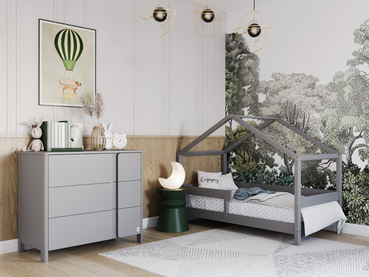 LIGHT GREY YappyHytte Hausbett und YappyClassic Kommode
