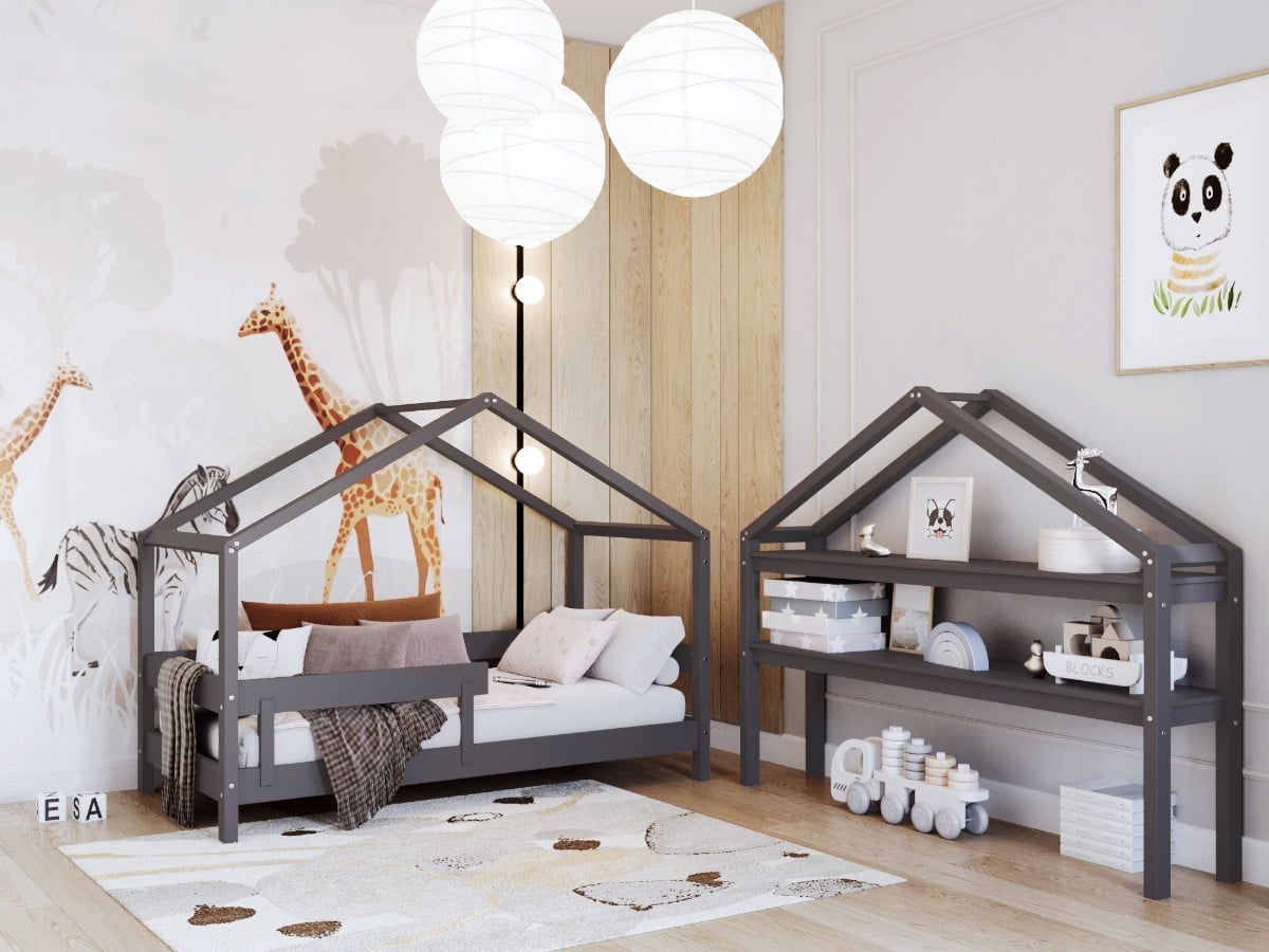 ANTHRACITE YappyHytte Hausbett und YappyHytte Regal
