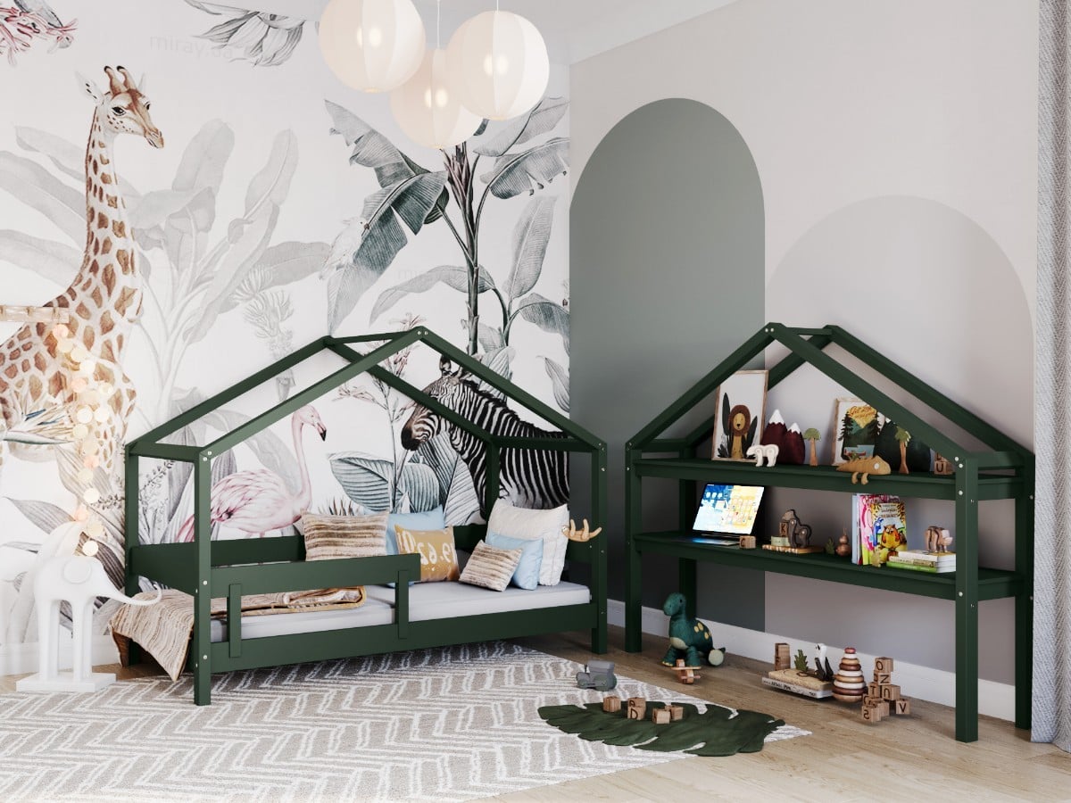 GREEN YappyHytte Hausbett und YappyHytte Regal