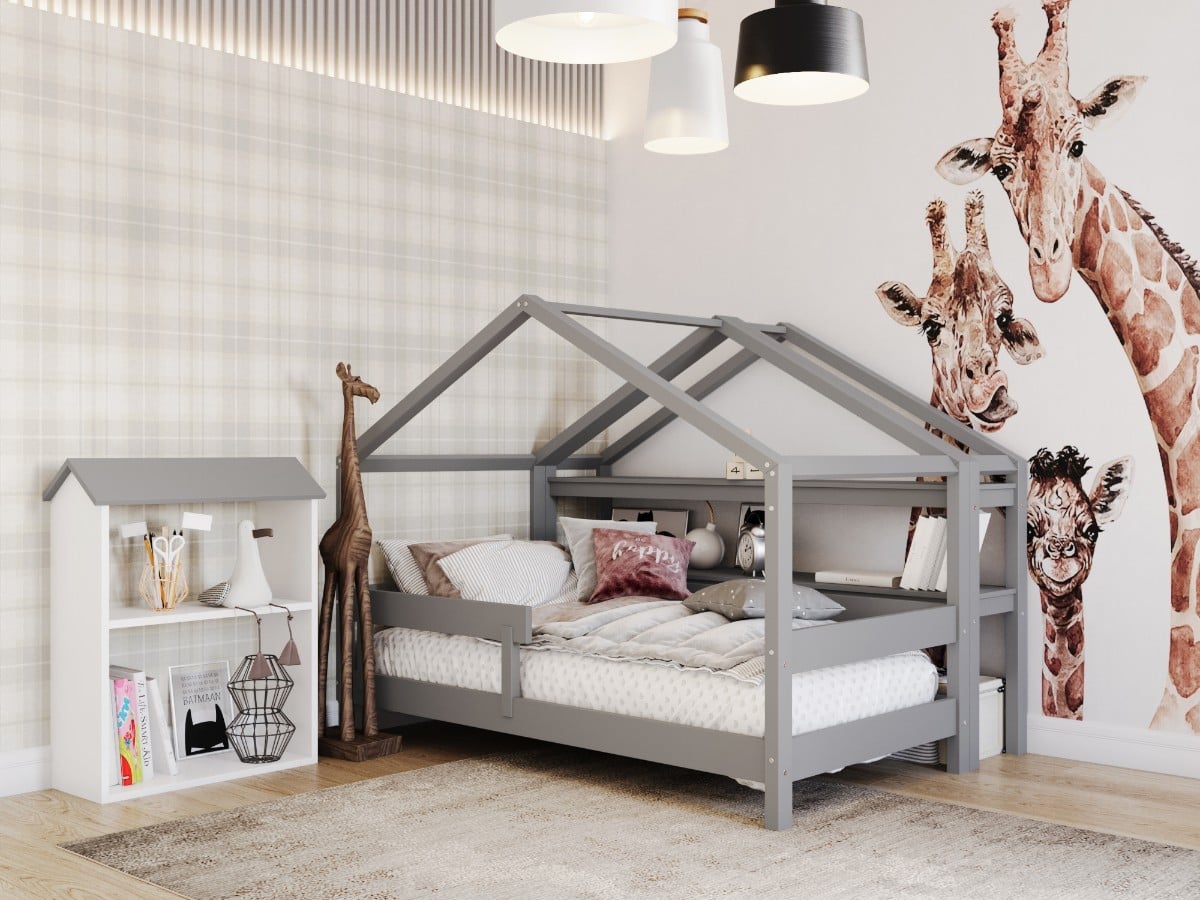 LIGHT GREY YappyHytte Hausbett, YappyHytte Regal und YappyHus Regal