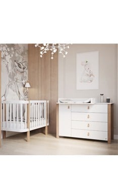 WHITE YappyÉtude baby cot and YappyÉtude II dresser