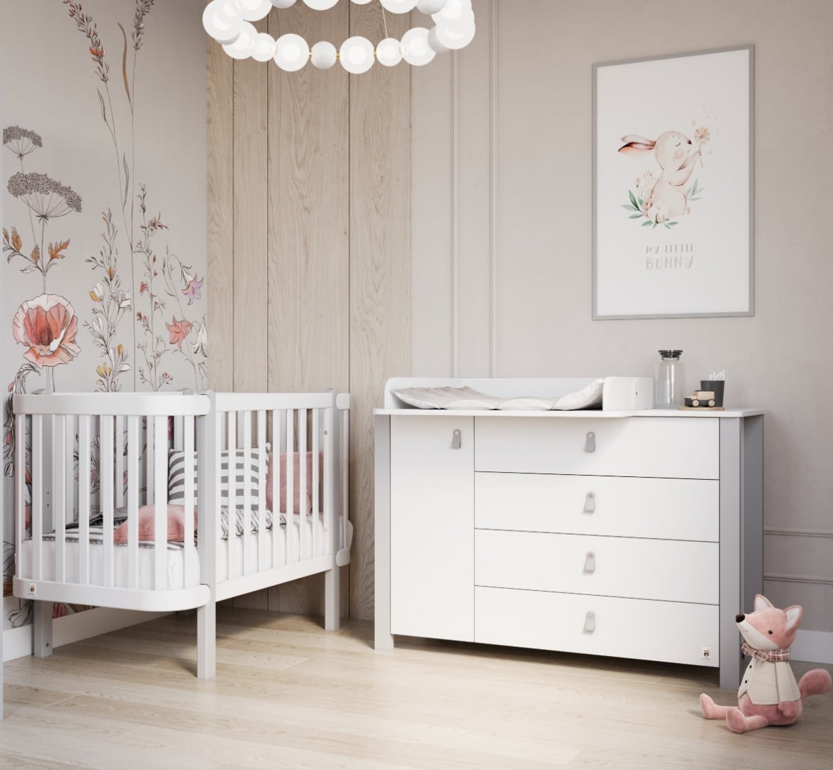 SKY GREY YappyÉtude baby cot and YappyÉtude II dresser