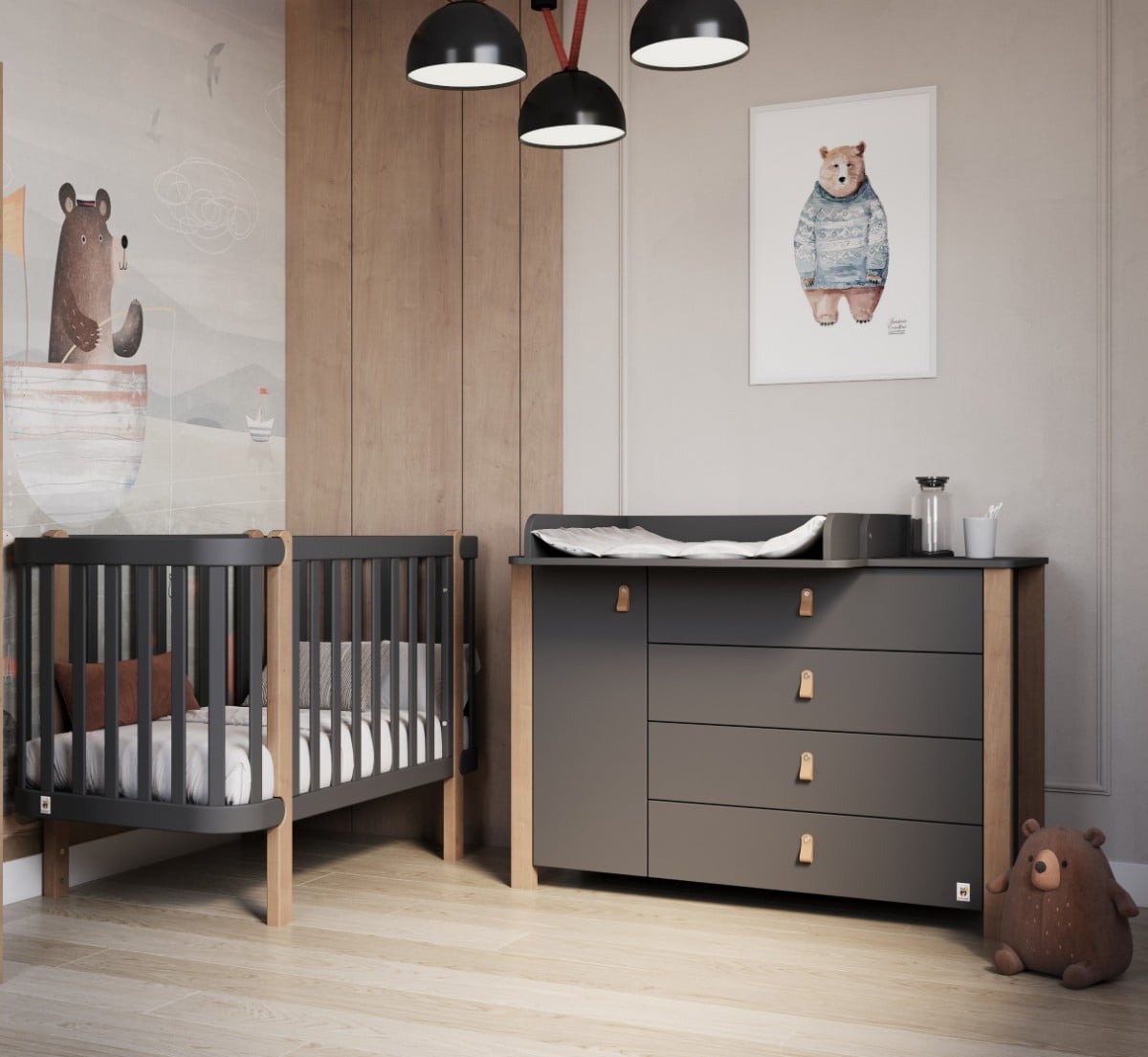 ANTHRACITE YappyÉtude кроватка и YappyÉtude II комод