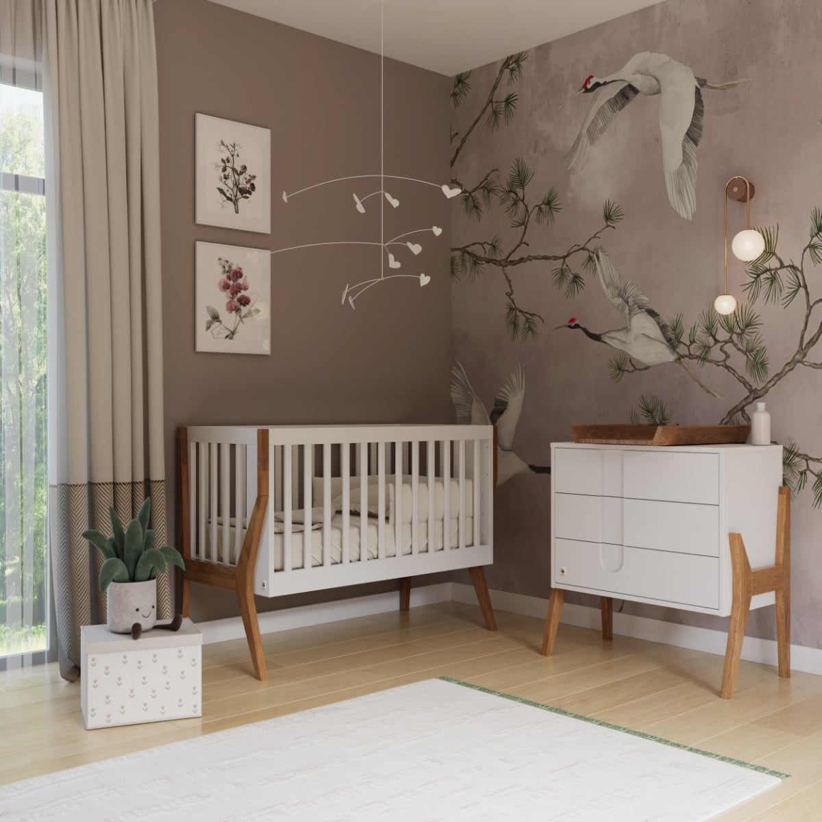 WHITE YappyIcon baby cot and dresser with changing top