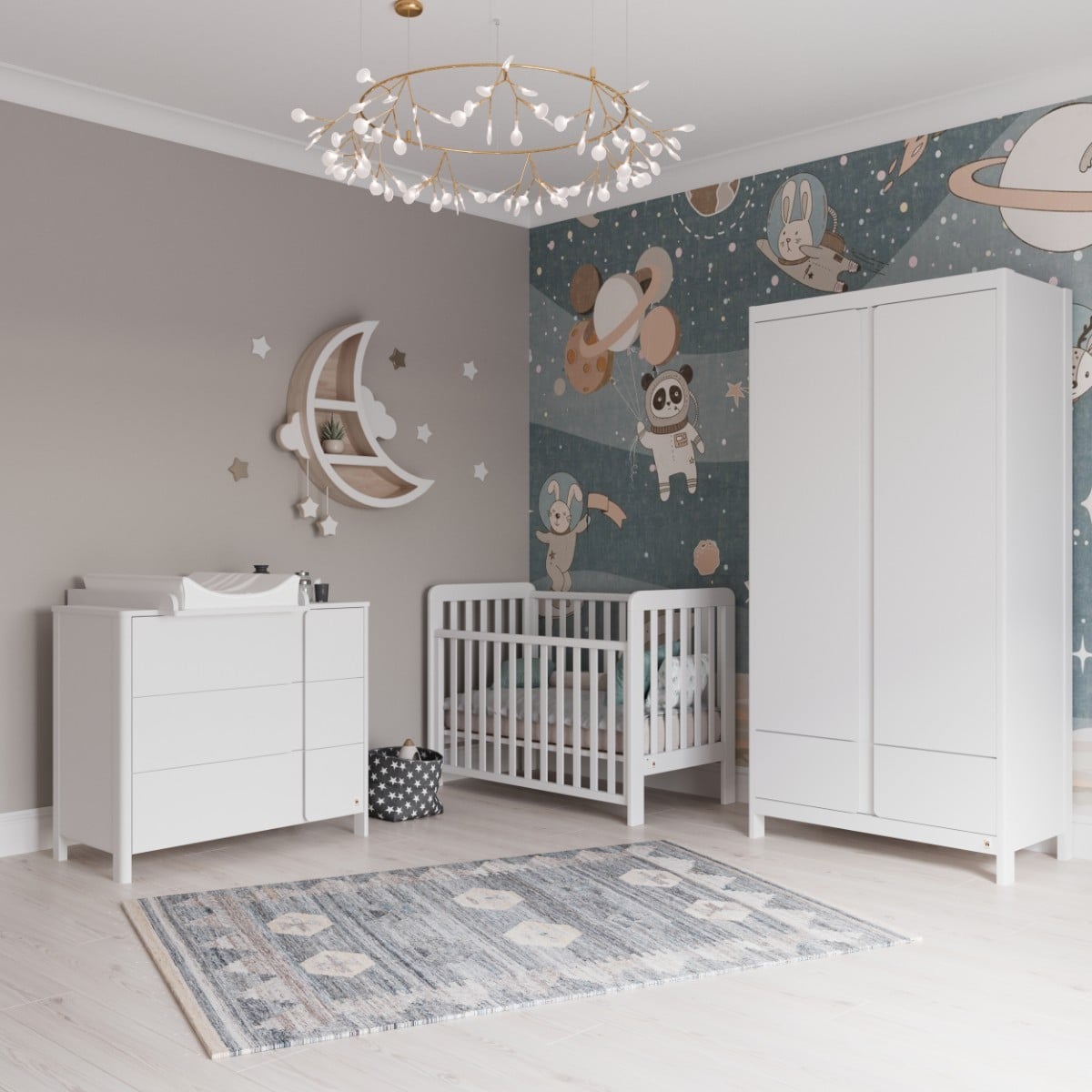 WHITE YappyClassic wardrobe and dresser with YappyLull cot
