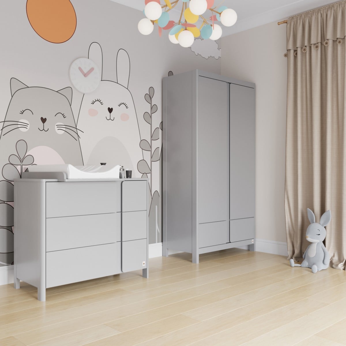 LIGHT GREY YappyClassic wardrobe and dresser