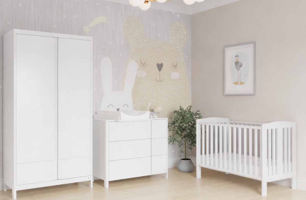  WHITE YappyClassic ir spintos komoda su YappyQu lovytė