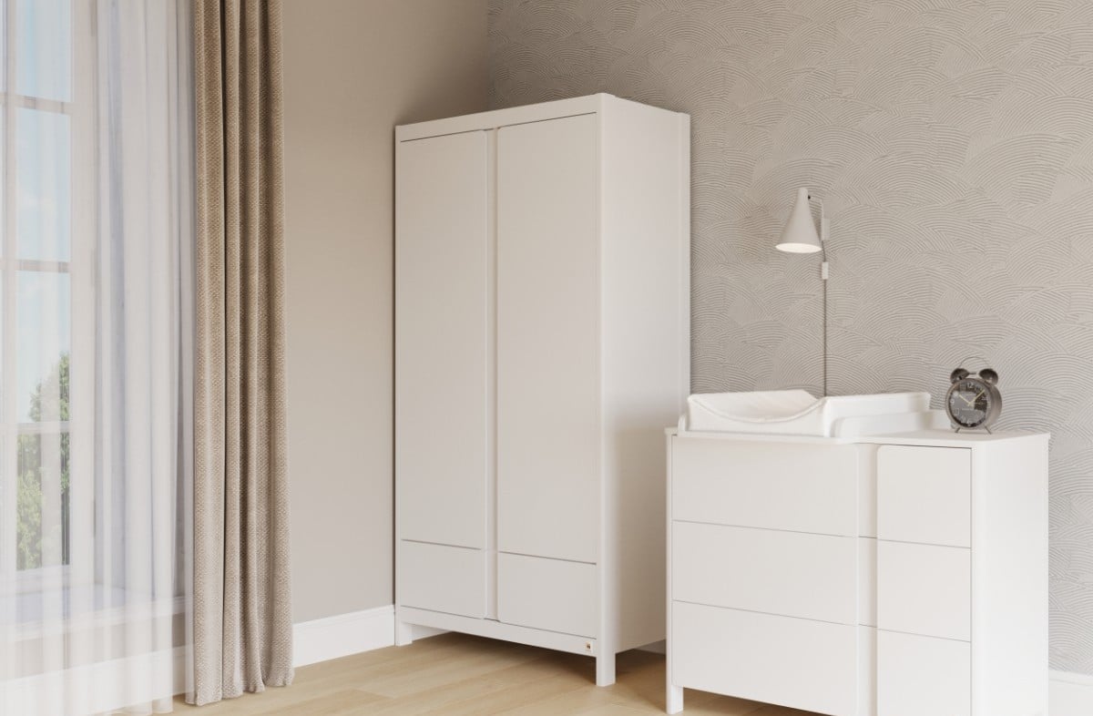  WHITE YappyClassic ir spintos komoda su YappyQu lovytė