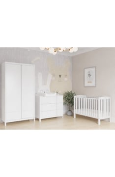 WHITE YappyClassic wardrobe and dresser with YappyQu cot