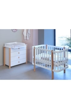 WHITE YappyÉtude Babybett und Wickelkommode