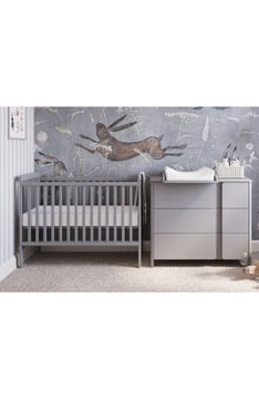 LIGHT GREY YappyUno кроватка и YappyClassic комод