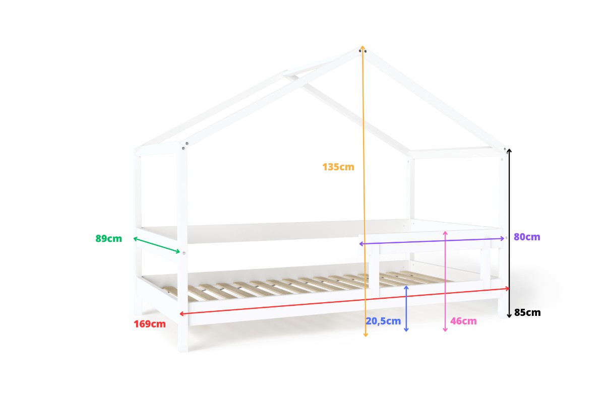  YappyHytte pusaudžu gulta - mājiņa, WHITE