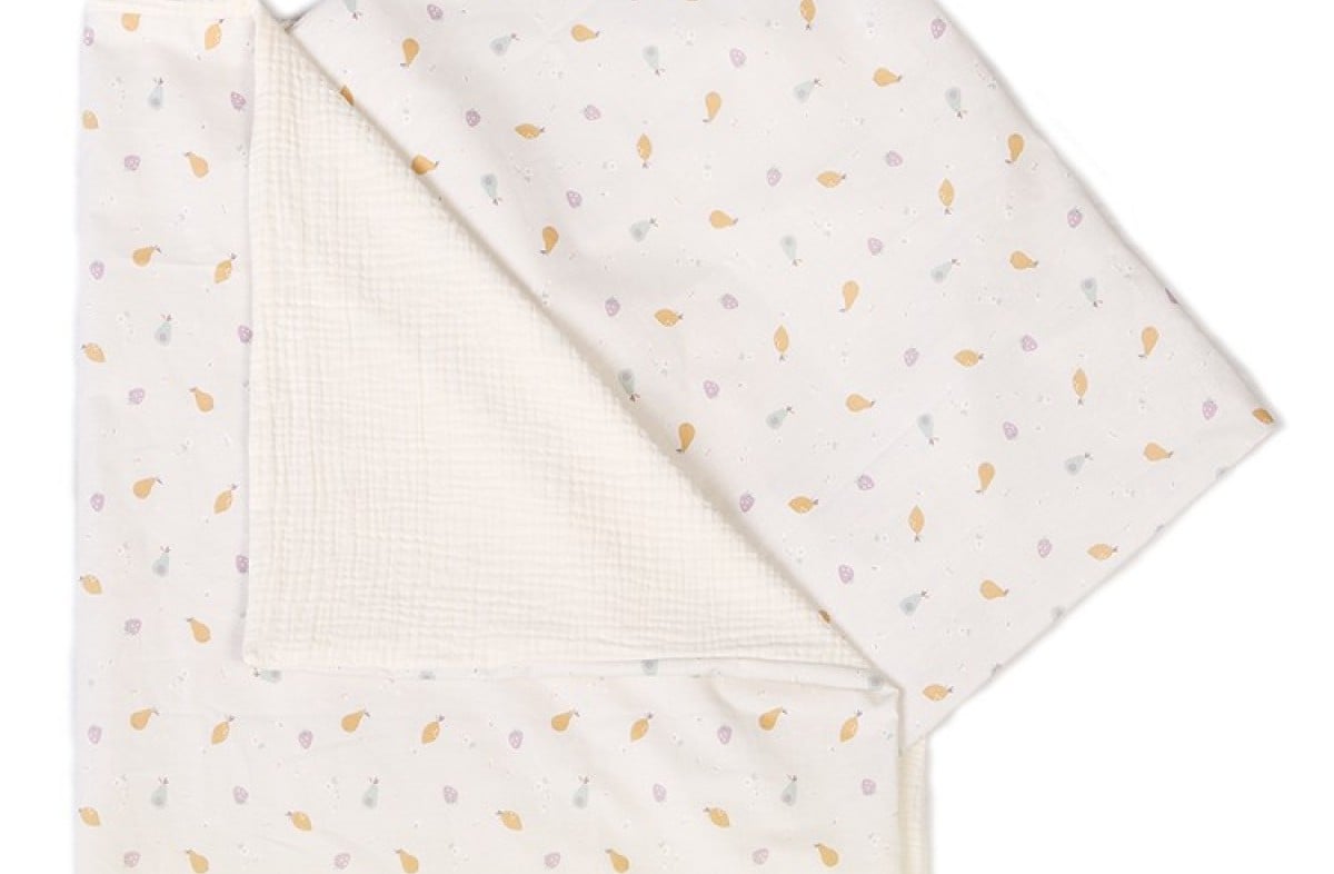  YappyFrutte Ecru gultas veļa 100x130 / 38x55 cm