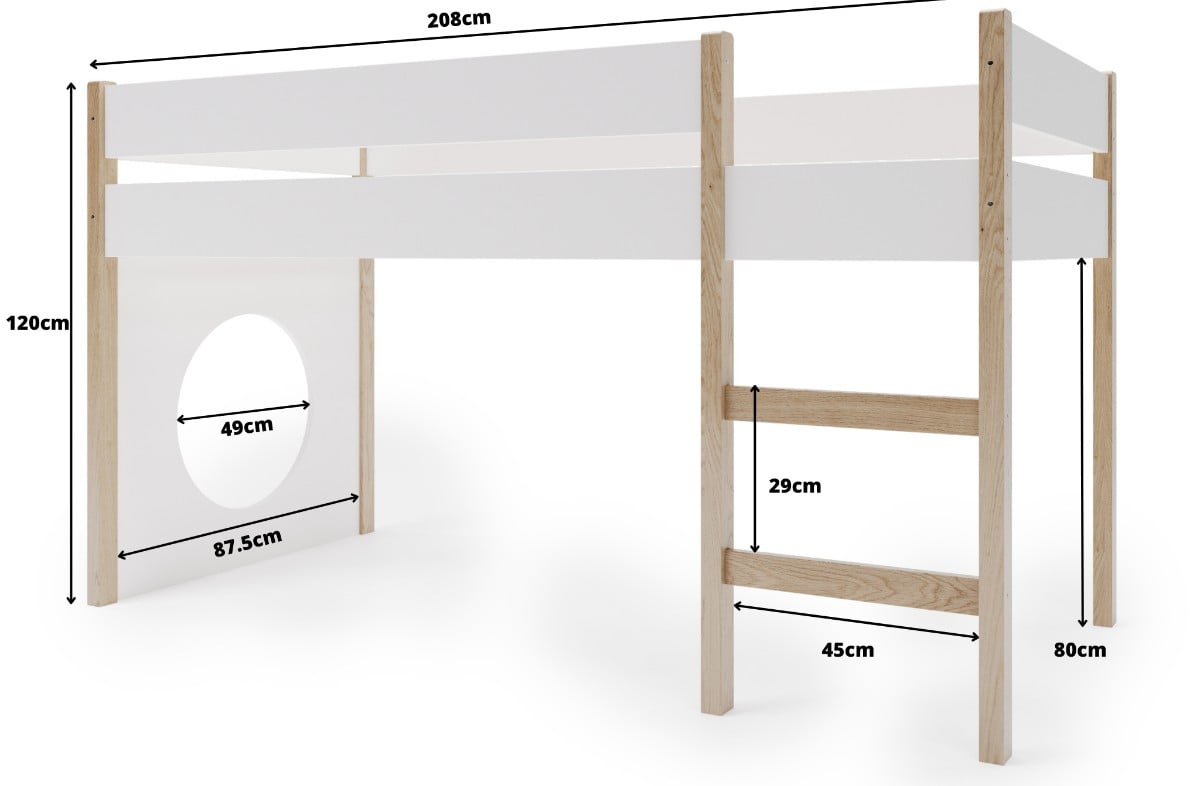  YappyGrott poolkõrge voodi, WHITE