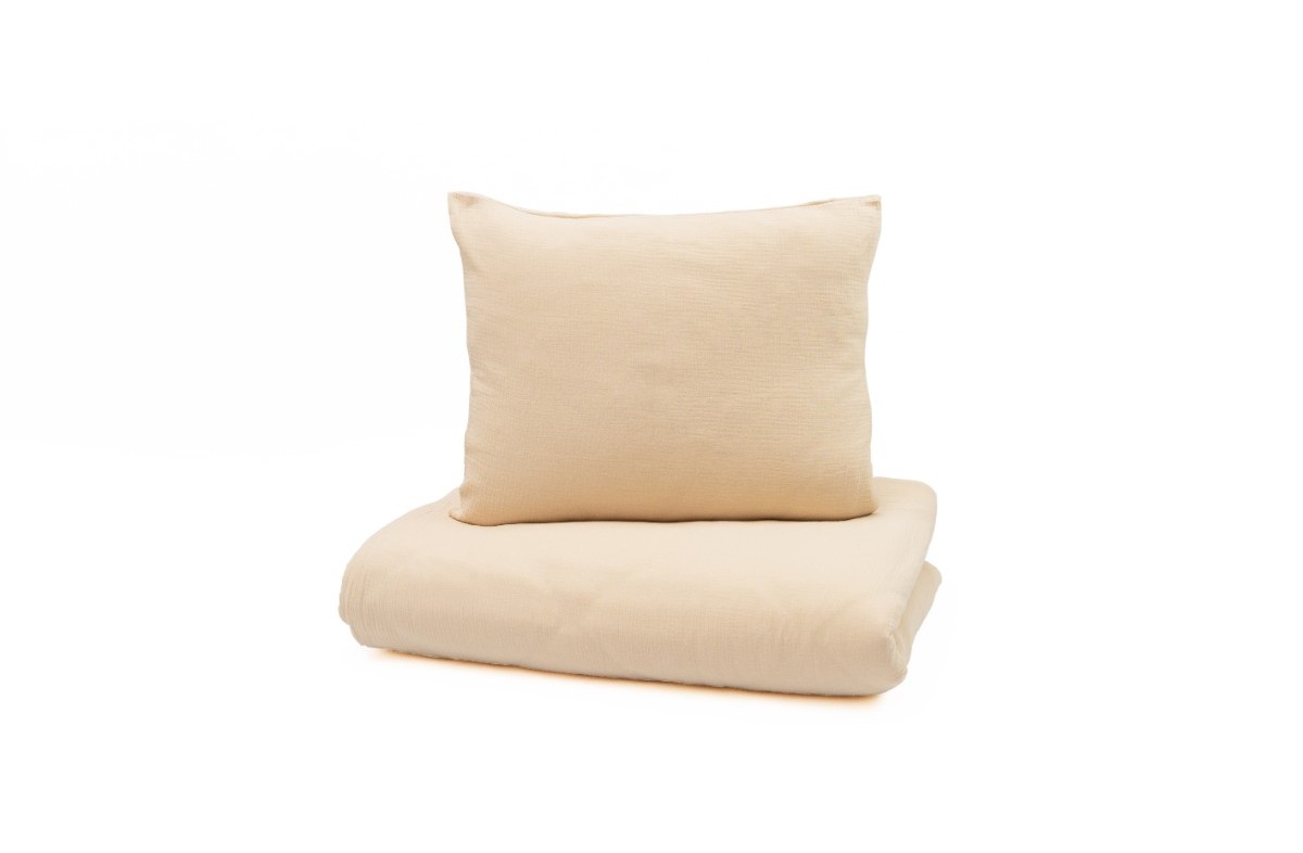  YappyMuslin Beige gultas veļa 150x200 / 50x60 cm