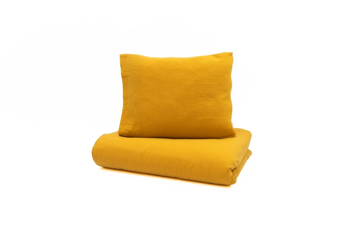  YappyMuslin Mustard gultas veļa 150x200 / 50x60 cm