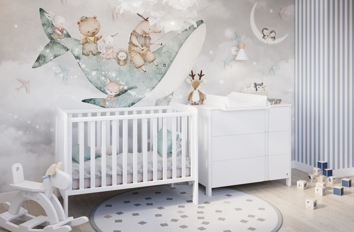  WHITE YappyLull baby cot and YappyClassic dresser