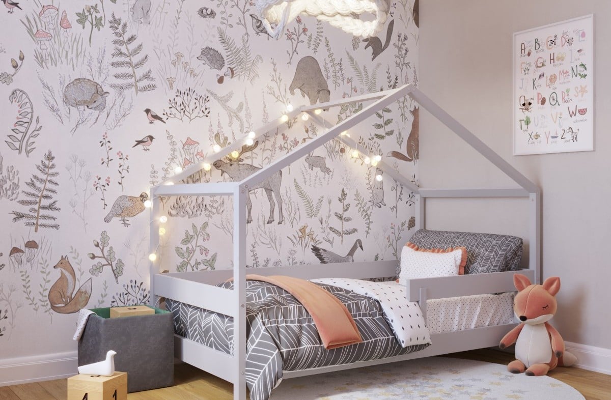  LIGHT GREY YappyHytte Namo Formos Lova ir YappyClassic komoda