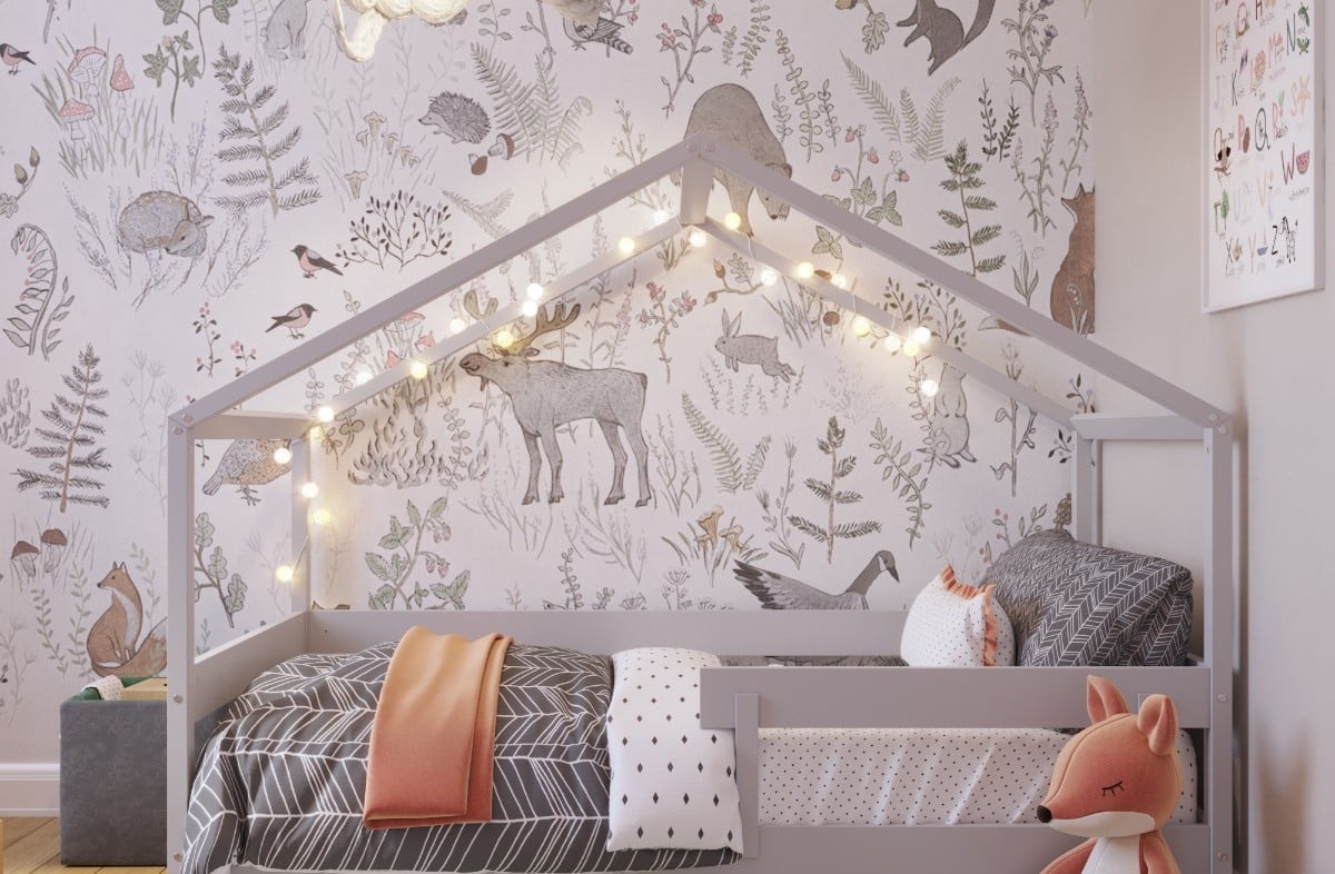  LIGHT GREY YappyHytte – подростковая кроватка-домик и YappyClassic комод