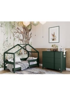 GREEN YappyHytte maja-voodi ja YappyClassic kummut
