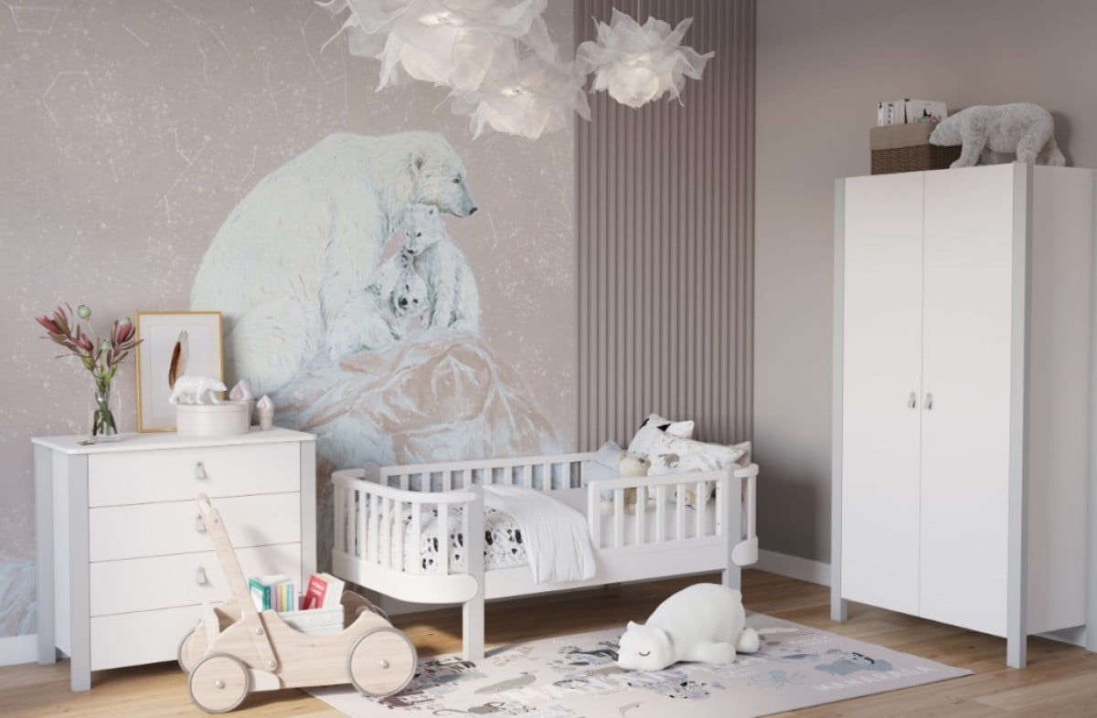  SKY GREY YappyÉtude toddler bed, dresser and wardrobe