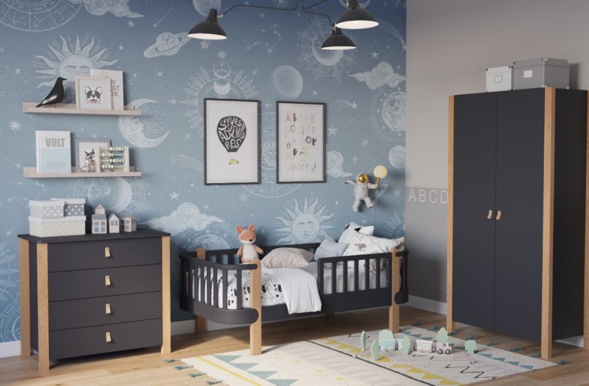  ANTHRACITE YappyÉtude toddler bed, dresser and wardrobe