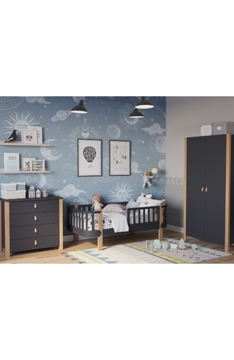 ANTHRACITE Łóżko YappyÉtude dla rosnących, Komoda + Szafa
