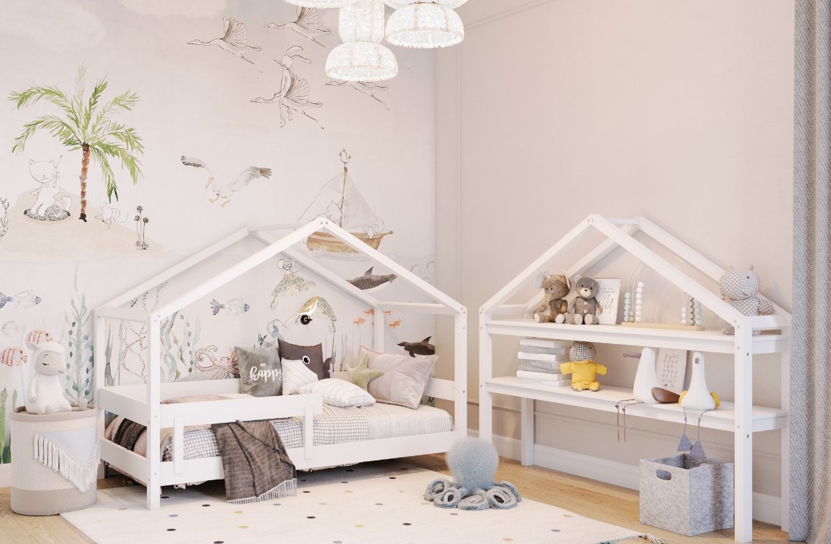  WHITE YappyHytte house bed and YappyHytte shelf 