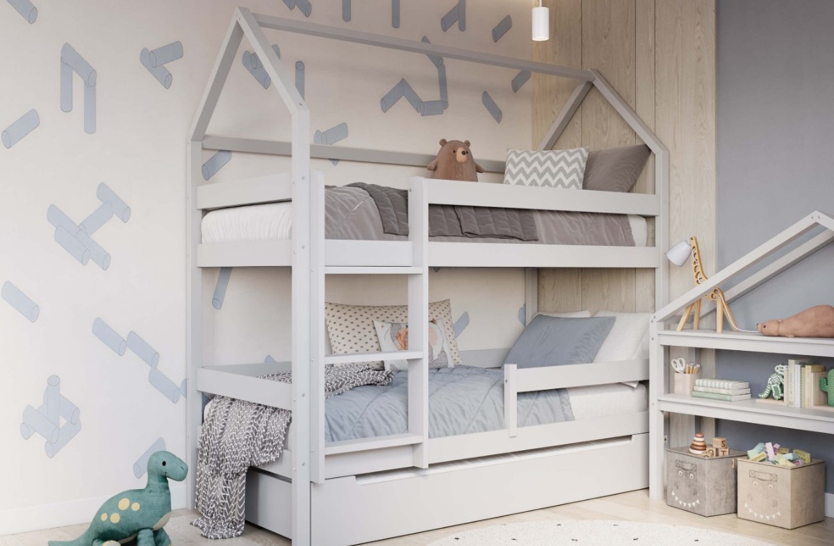  YappyEden house bunk bed, LIGHT GREY