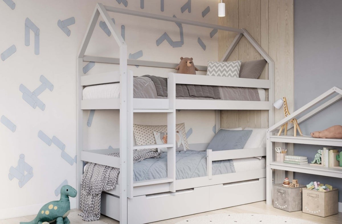  YappyEden house bunk bed, LIGHT GREY