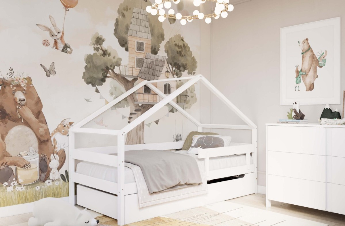  YappyHytte 200cm gulta - mājiņa, WHITE