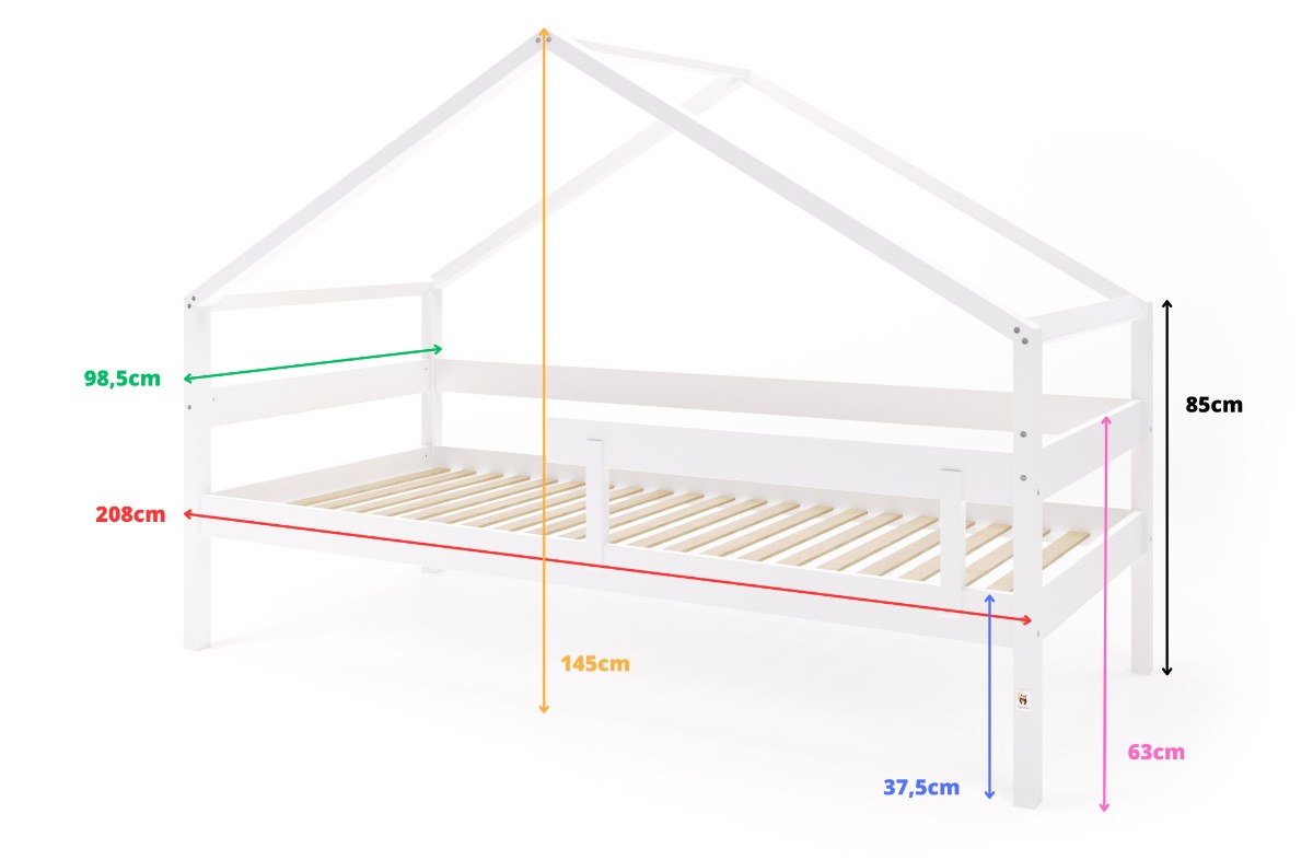  YappyHytte 200cm maja-voodi, WHITE