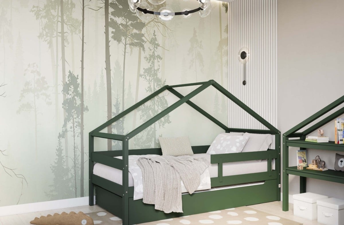  YappyHytte 200cm gulta - mājiņa, GREEN