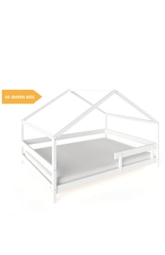 YappyHytte US QUEEN SIZE (152 × 203 cm / 60″ × 80″) подростковая кроватка-домик + матрас YappyMiniPocket, WHITE