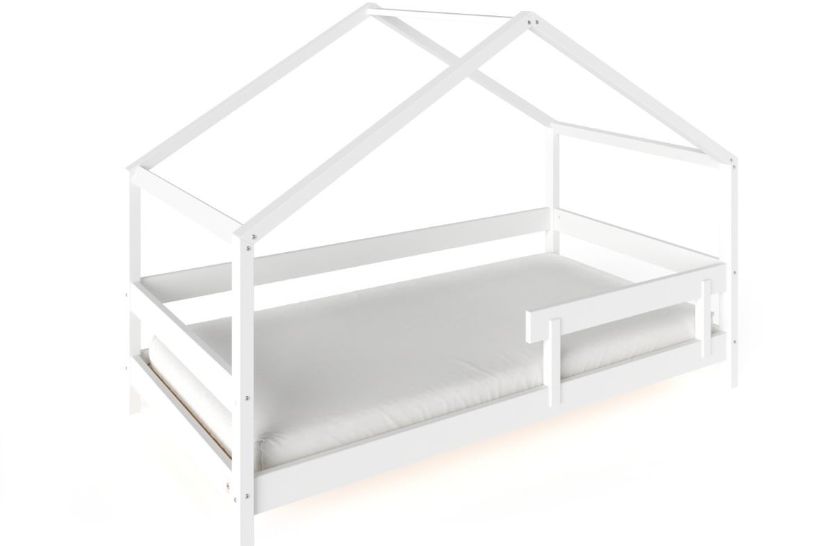  YappyHytte US TWIN SIZE (97 × 191 cm / 38″ × 75″) pusaudžu gulta - mājiņa + YappyMiniPocket matracis, WHITE