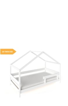 YappyHytte US TWIN SIZE (97 × 191 cm / 38″ × 75″) pusaudžu gulta - mājiņa + YappyMiniPocket matracis, WHITE