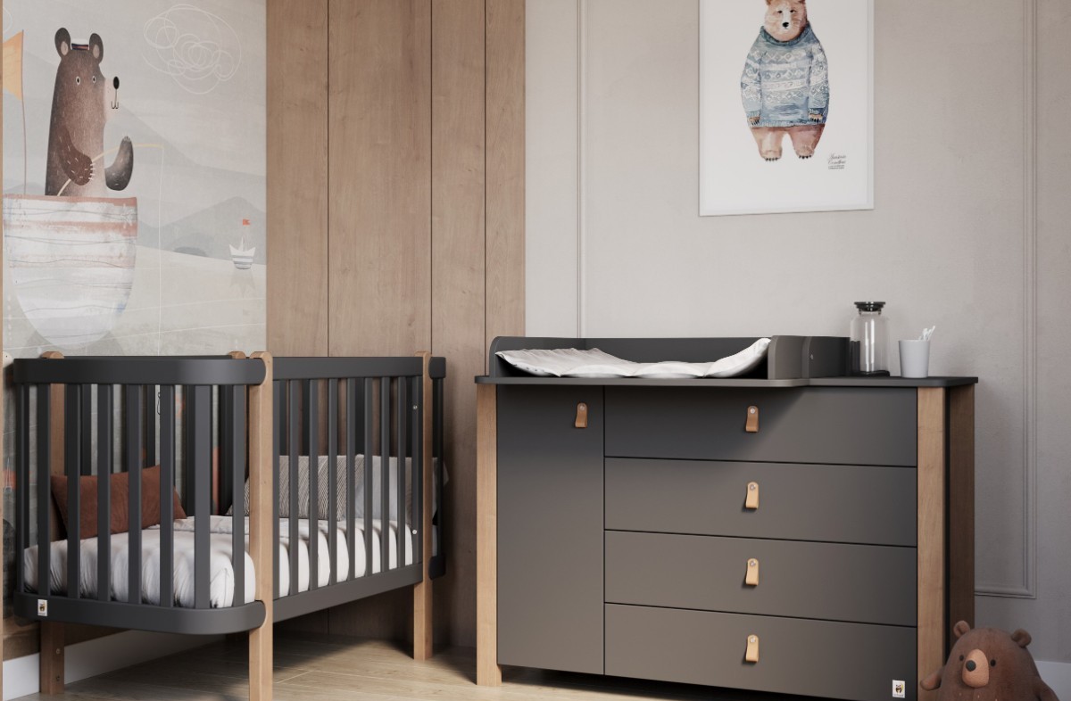  ANTHRACITE YappyÉtude Babybett und YappyÉtude II Kommode