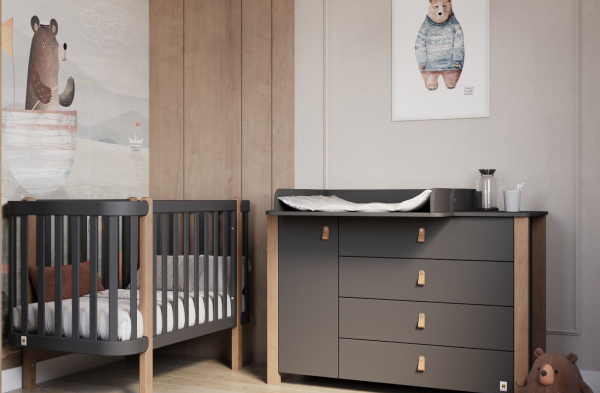  ANTHRACITE YappyÉtude baby cot and YappyÉtude II dresser