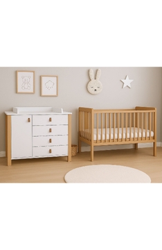 NATURAL YappyLull cot and YappyÉtude II dresser, WHITE