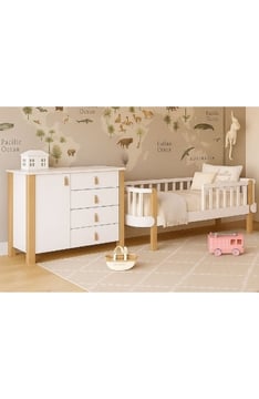 WHITE YappyÉtude toddler bed and YappyÉtude II dresser