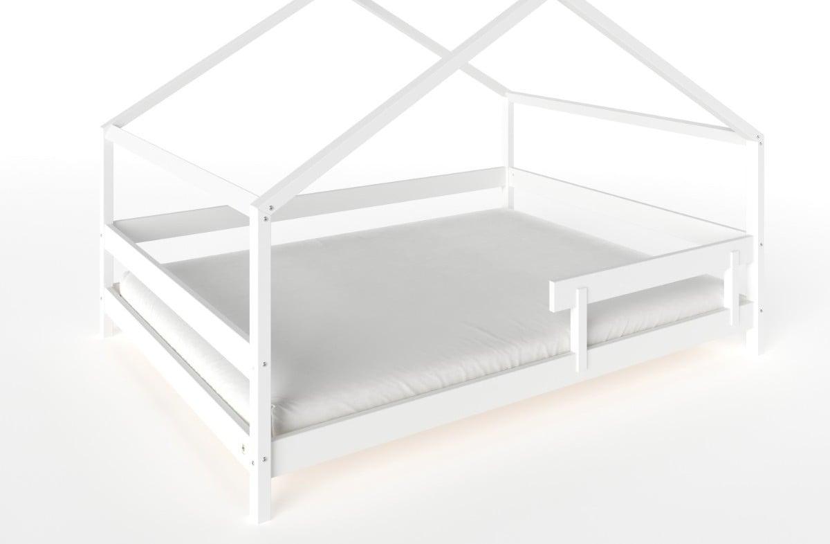  YappyHytte US QUEEN SIZE (152 × 203 cm / 60″ × 80″) pusaudžu gulta–mājiņa + YappyMiniPocket matracis, WHITE