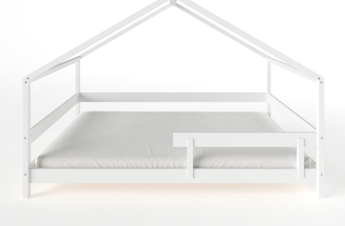  YappyHytte US QUEEN SIZE (152 × 203 cm / 60″ × 80″) pusaudžu gulta–mājiņa + YappyMiniPocket matracis, WHITE