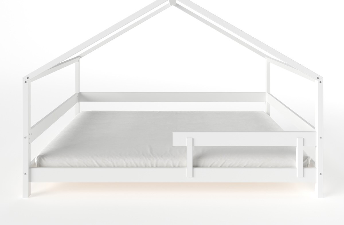  YappyHytte US QUEEN SIZE (152 × 203 cm / 60″ × 80″) laste maja-voodi + YappyMiniPocket madrats, WHITE