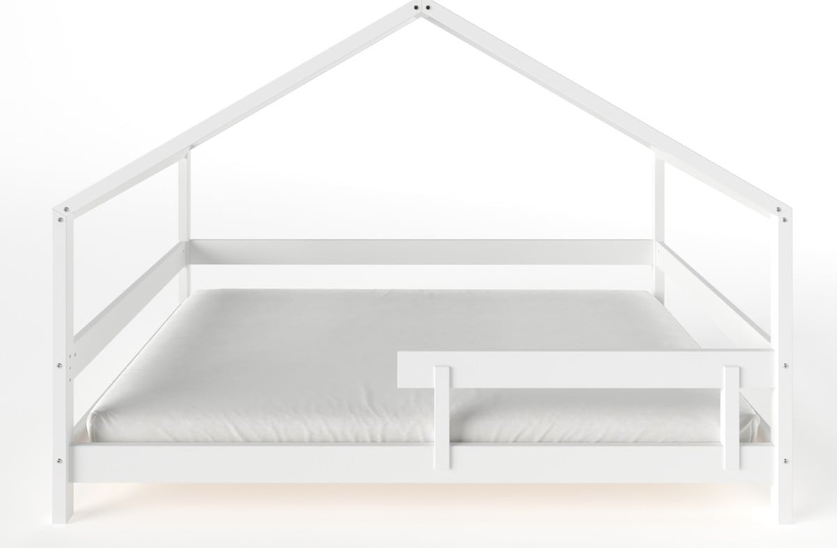  YappyHytte US FULL SIZE (137 × 191 cm / 54″ × 75″) laste maja-voodi + YappyMiniPocket madrats, WHITE