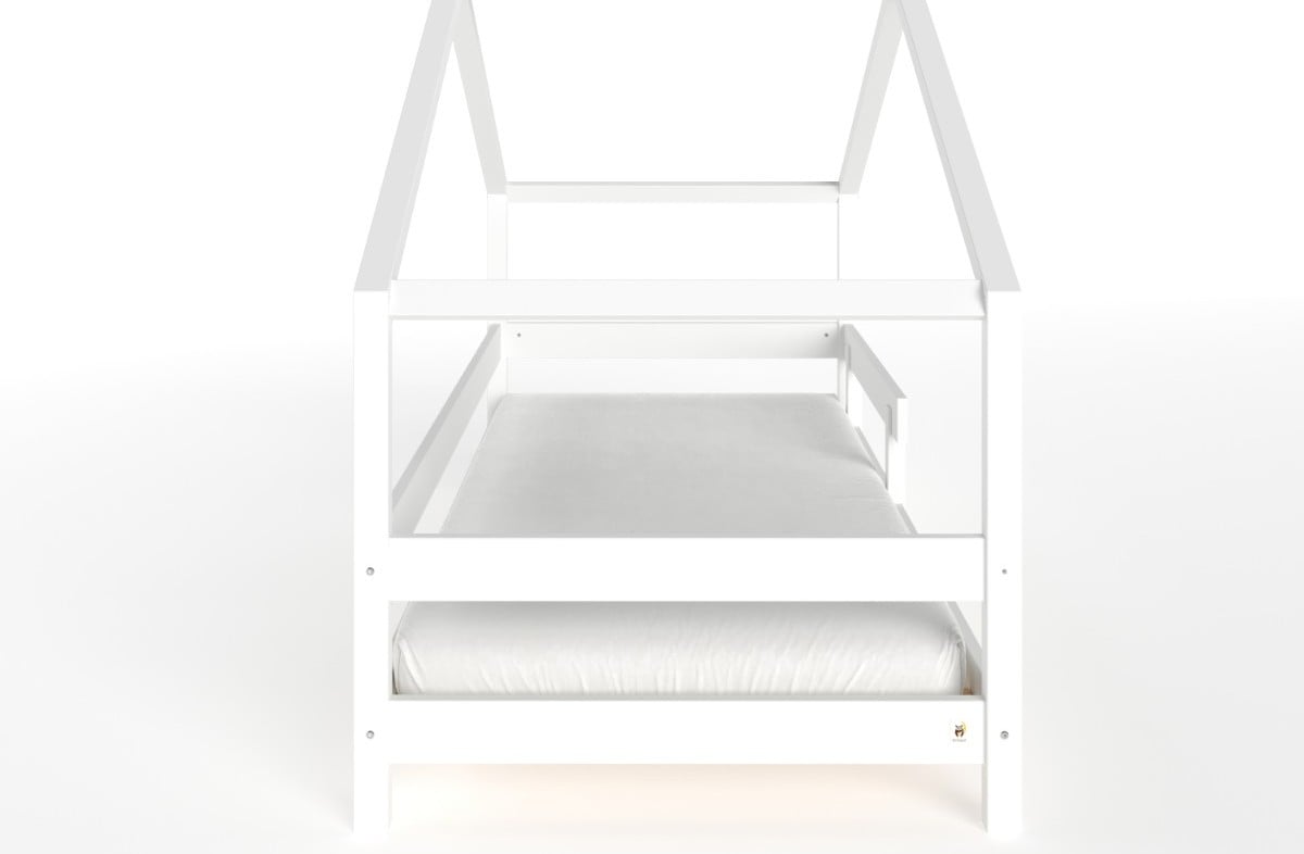  YappyHytte US TWIN SIZE (97 × 191 cm / 38″ × 75″) pusaudžu gulta–mājiņa + YappyMiniPocket matracis, WHITE