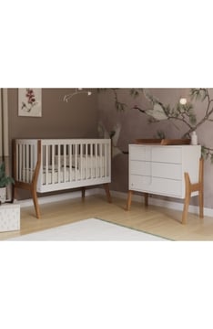 WHITE YappyIcon baby cot and dresser with changing top