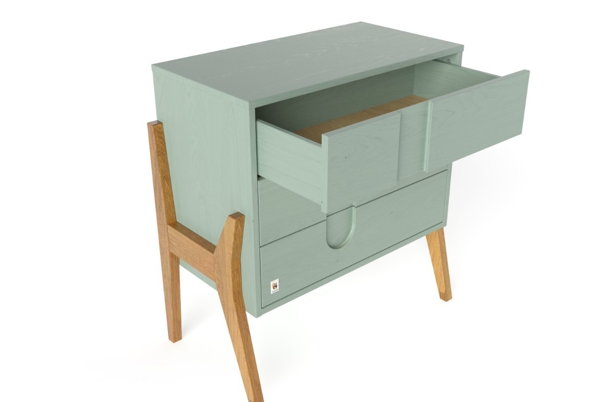  SAGE GREEN YappyIcon Babybett und Kommode mit Wickelaufsatz