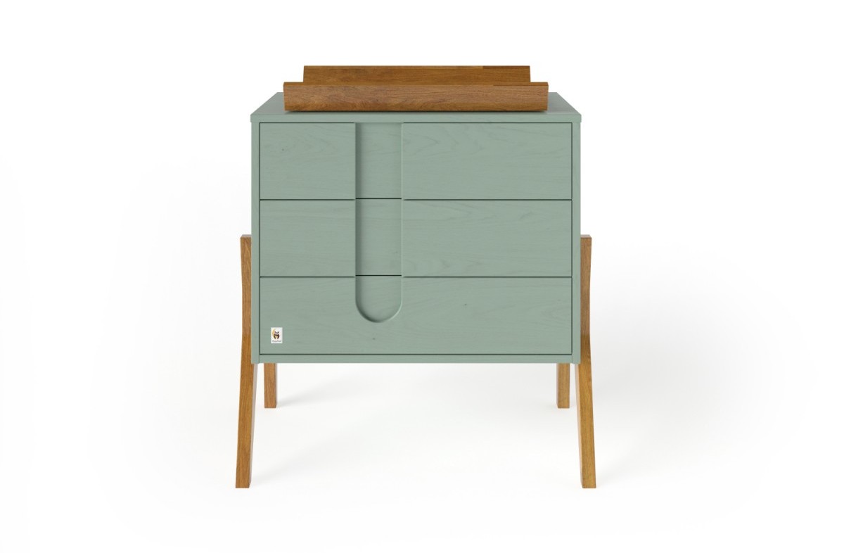  SAGE GREEN YappyIcon Babybett und Kommode mit Wickelaufsatz