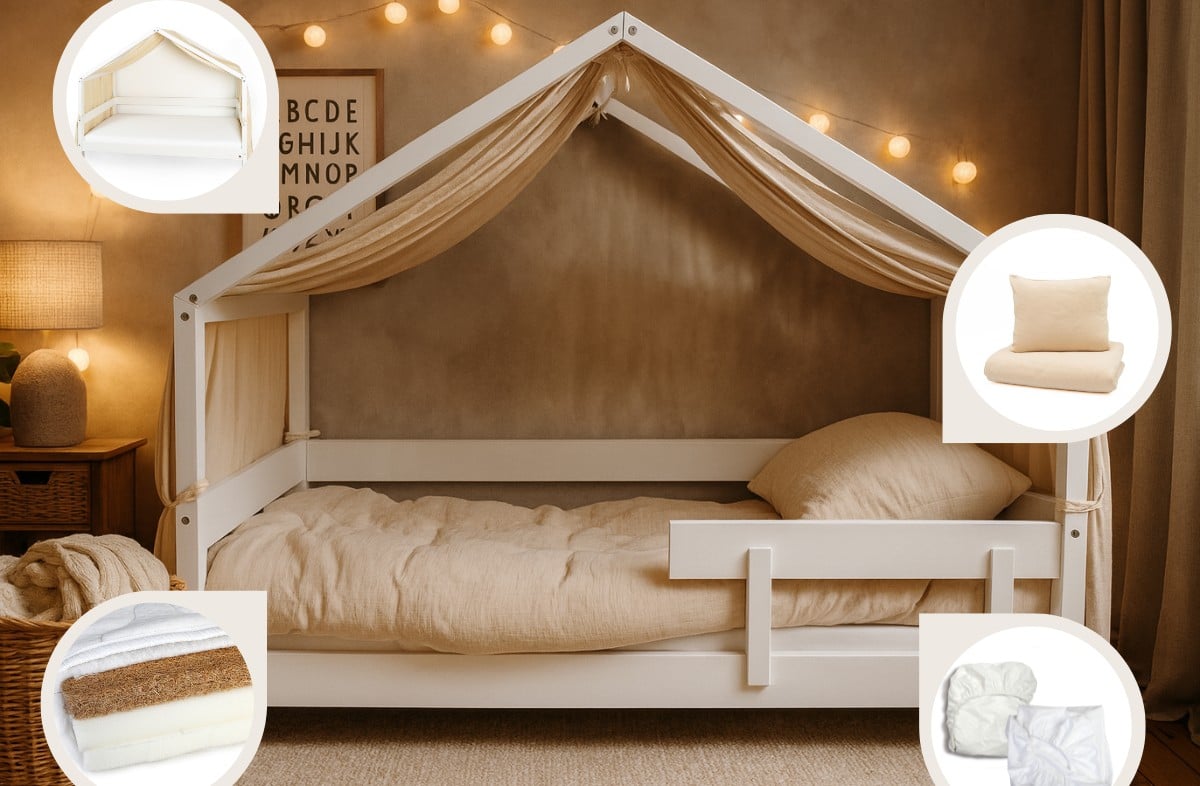  YappyHytte Toddler Bed Set BEIGE 6in1